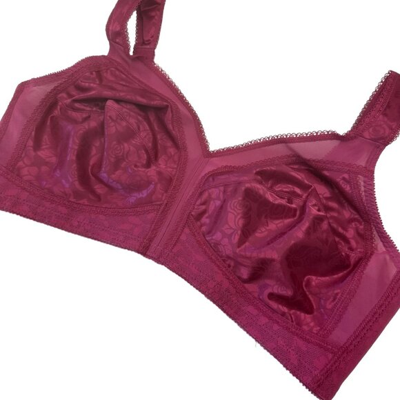 PLAYTEX 18 Hour Original Comfort Strap Wire Free Bra SZ 42C Pink Satin Unlined - Picture 3 of 12